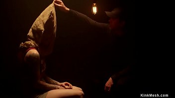 Preview 2 of Sokakporn Grandpa Fucks Teen - Blindfolded slave is strapped on her bacak then shackled