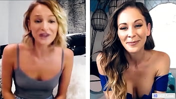 Preview 1 of Sunny Leone Shoot Video - Mom And StepDaughter Masturbating Via Webcam - Cherie Deville,  Emma Hix
