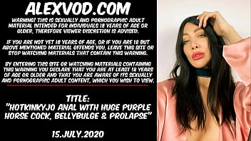 Preview 1 of Habibi Dating Website - Hotkinkyjo fuck her ass with huge purple horse cock,  belly bulge &amp_ prolapse