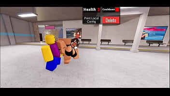 Preview 2 of Kitchen Porn Of Brazzer - Roblox bitch fucked by 3 noobs