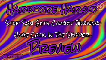 Preview 1 of Pumping Yay Sex Hq - Step Son Gets Caught Jerking Huge Cock In The Shower