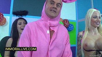 Preview 1 of Sunny Leove - HALLOWEEN THREESOME w/ NOELLE EASTON,  RIKKI SIX &amp_ LUCKY RABBIT