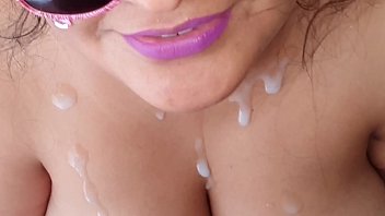 Preview 2 of Lesboan Step Sit - Huge cumshot over my tits