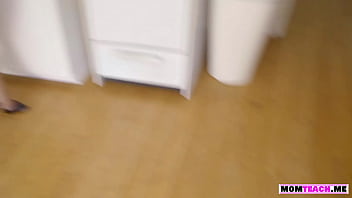 Preview 2 of Fat Sex Vedeo - MILF squeezes her big tits in front of her stepson