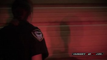 Preview 1 of Hands Job Cum Shot - Black suspect is sucking this naughty MILF&#039_s nipples after being arrested.