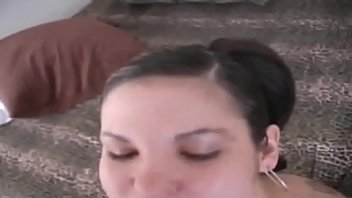 Preview 4 of Big Ass And Big Boots - Beautiful brunette gives a blowjob with swallow