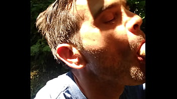 Preview 2 of Hottest Euro - fag takes a load in the woods