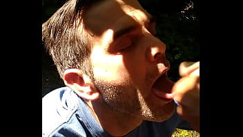 Preview 3 of Hottest Euro - fag takes a load in the woods
