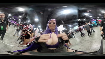 Preview 2 of Xx Handjob - VR Body tour of Cosplay Crystal Rivers,  as Teen Titan Raven at the Teddy&#039_s Girls booth at EXXXotica NJ 2019
