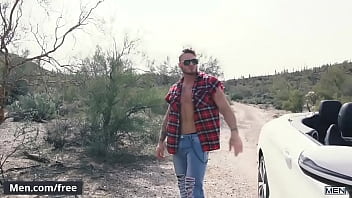 Preview 3 of Lana Petn - Desert outdoor fuck with hunks (Pierce Paris,  William Seed) -  - Follow and watch William Seed at www.men.com/william