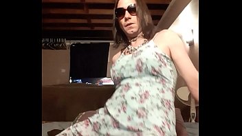 Preview 4 of Big Tit Amanda Love - Sissy in a blue dress no panties