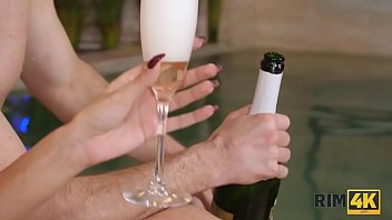 Preview 2 of Big Assage - RIM4K. Dude gets a glass of champagne and ass-licking from a model