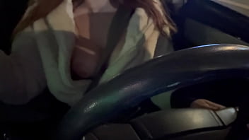 Preview 1 of School Xxx Sexy Vidio Hindi - Italian Big Tits Milf Artemisia Love Car Ride in Los Angeles Flashing her big tits and horny nipples while driving and smoking
