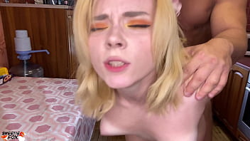 Preview 4 of Saliva Ffm - Hot Girl Sensual Sucking for Breakfast Cock and had Sex - Cum on Face