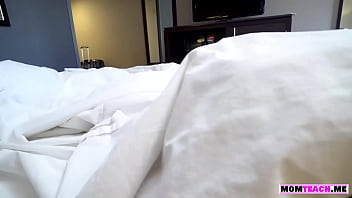 Preview 3 of Japanis Bulu Fim - MILF stepmom helps stepson by sucking his hard cock