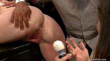 Preview 4 of Porn Bag At Office - Brunette sub public whipped and fucked