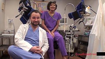 Preview 3 of Seachxxx Eoxdawlod - Ebony Cutie Jackie Banes Examined By Doctor Lilith Rose Before Calling In Male Colleague,  Doctor Tampa,  for A Second OpinionAt GirlsGoneGyno Reup