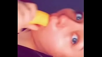 Preview 2 of Beth Aynsley - My Horny bitch sucking on a banana wanting me