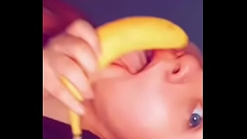 Preview 3 of Beth Aynsley - My Horny bitch sucking on a banana wanting me