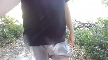 Preview 1 of Kira Noir Pee - Freeballing with flash,  shorts slip off