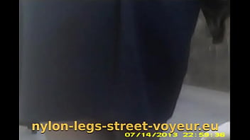 Preview 3 of Sex Hottest Video - street skirt and grey pantyhoses
