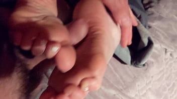 Preview 2 of Boobs Pinching By Man - BBW Arizona Whore Giving a FootJob