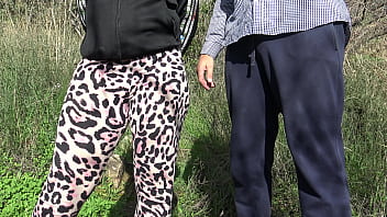 Preview 1 of Step Mom Normal - My horny 18 year old stepson masturbating on my hairy pussy in a public park