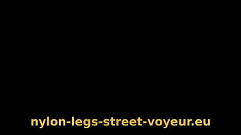 Preview 4 of Son Rapu Is Mom - White dotted black pantyhose walking