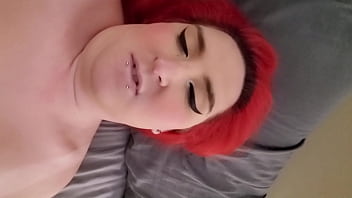 Preview 4 of Youtube Play Video - MtF Asian redhead shemale transsexual female trap ImpregnableLexa deepthroats her Daddy Dominant WolfDaddy901s dick raw bareback and gets gaped while masturbating and cums with her magic wand