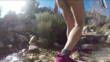 Preview 1 of Xxxx Extra Small Girl Fuck Chit - Hiking and Fucking in Matching thongs