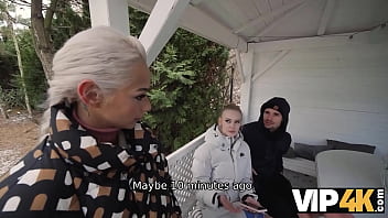 Preview 1 of Autumn Thomas Pantyhose - VIP4K. Fucked a hot blonde in a threesome,  her boyfriend was cuckolding