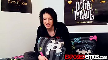 Preview 2 of Tranny Ativa - Inked emo tugs on his big dick and fucks toys for pleasure