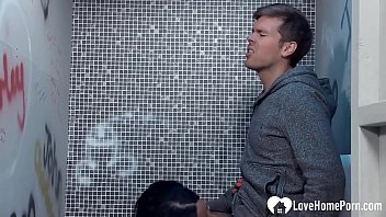 Preview 1 of Boys Vs Boys Sex In Garden - Horny beauty fucks a stranger in the bathroom
