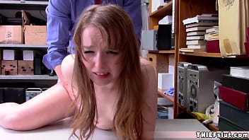 Preview 4 of Trans Handfree - Shoplifter teen with small tits and pretty face fucked