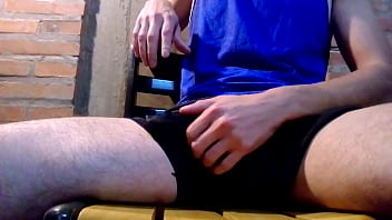 Preview 1 of Small Tinn - Me strocking my big cock.