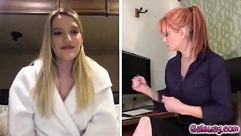 Preview 3 of Boring Husband - Kenna James show off her pussy to her boss Serene Siren in front computer