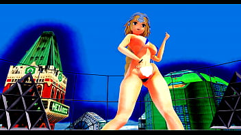 Preview 2 of Three Cocks In Pussy - anime girl with open pussy dancing and singing