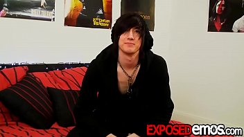 Preview 1 of Housewife Blowjob Lesson - Cute emo passionately strokes his hard cock after interview