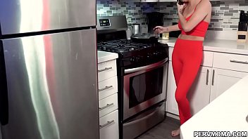 Preview 1 of Hot Ladki Porna - Hot milf Linzee Ryder giving stepson a hot wet blowjob and lets him fuck her tits in the kitchen