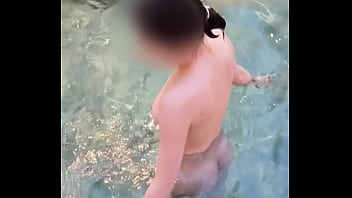 Preview 3 of Amber Rose Masturbation - Beautiful girl taking off her swimsuit at the pool