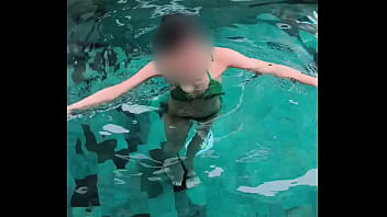 Preview 1 of Amber Rose Masturbation - Beautiful girl taking off her swimsuit at the pool