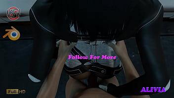 Preview 2 of Cum Share Mmf - Miranda Lawson Standing Anal (mass Effect)