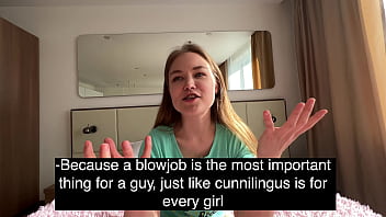 Preview 1 of Sister Sleeping Teaching Mom - A GIRL BLOGGER ON THE STREAM SHOWS HOW TO SUCK A DICK PROPERLY