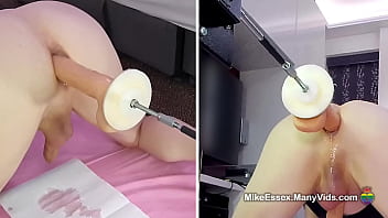 Preview 3 of Sunny Lone New Xxxx - English DILF anal dildo fucking on the fucking machine