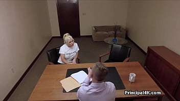 Preview 1 of Eva Mstx - Bikini milf blows head teacher at his office
