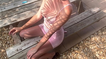 Preview 2 of Danny D And Catherine Heaven - Italian Big Tits Milf Artemisia Love Hot Solo Shaved Pussy Flashing outdoor horny and wet