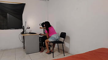 Preview 2 of Tracy Bbw Dp - Something dark is happening at the young stepbrothers&#039_ house! One of them fucks his stepsister while the other plays virtual reality. The slut enjoys it intensely.