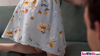 Preview 2 of Japnis Mom Force Son - Blonde stepsister flashes her bare pussy to her stepbro