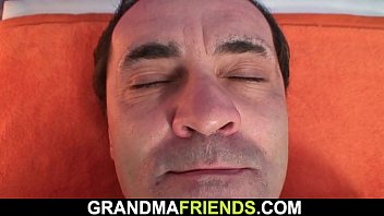 Preview 2 of 69 Download - Busty hairy granny swallows two cocks before DP