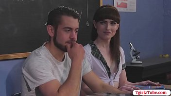 Preview 2 of Pov Small - TS Natalie gets fuck inside the classroom